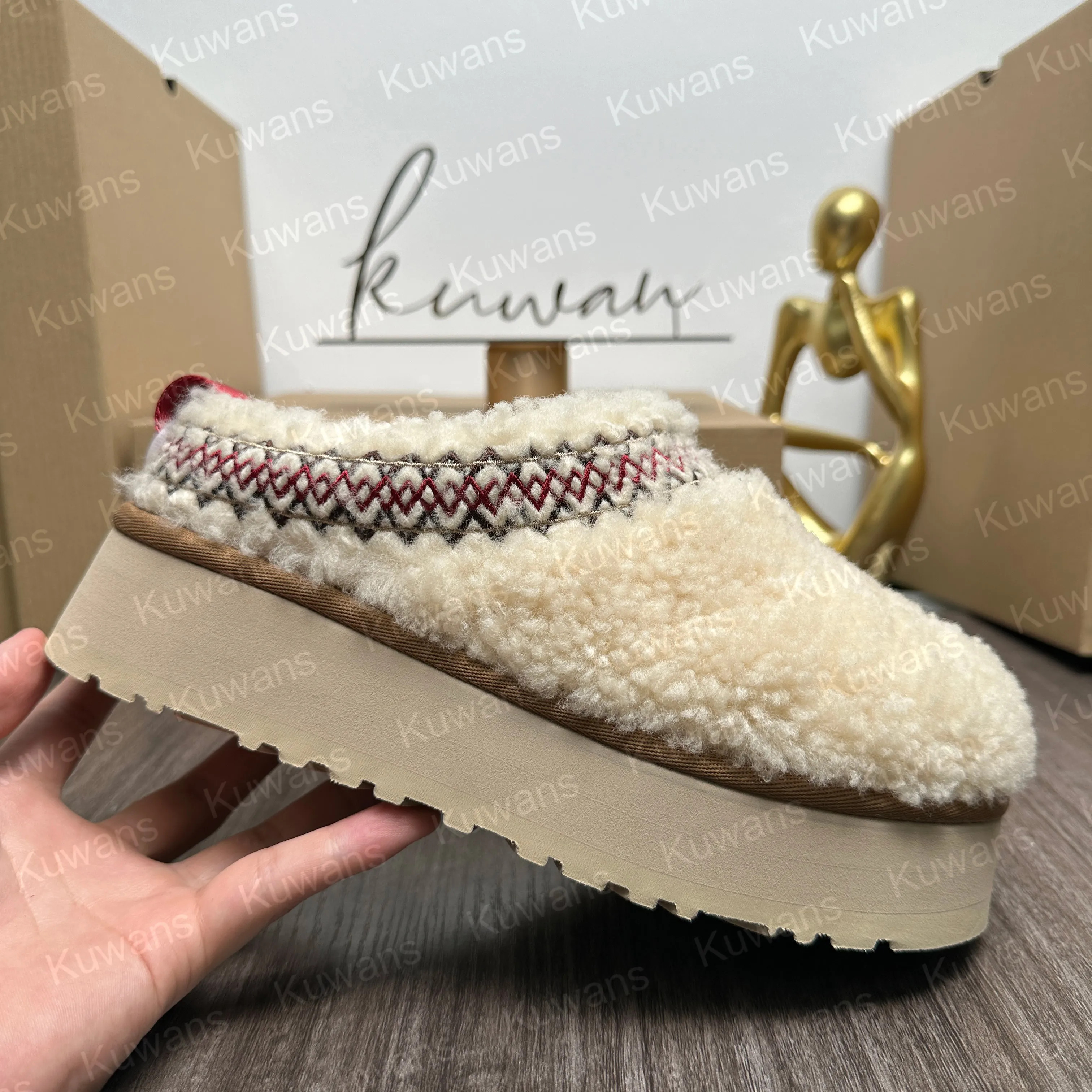 Tasman Maxi Curly Tazz Braid Slippers Platform Caspian Leopian Cheetah Print Fur Slides Sheepskin... | DHGate