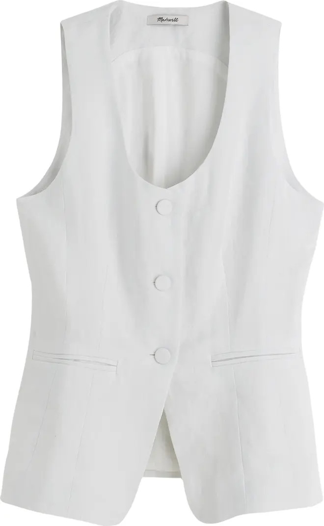 Madewell Linen Scoop Neck Cutaway Vest | Nordstrom | Nordstrom