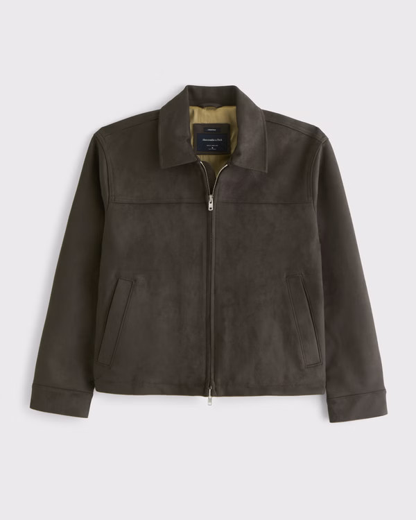 Men's Lightweight Vegan Suede Easy Zip Jacket | Men's Coats & Jackets | Abercrombie.com | Abercrombie & Fitch (US)
