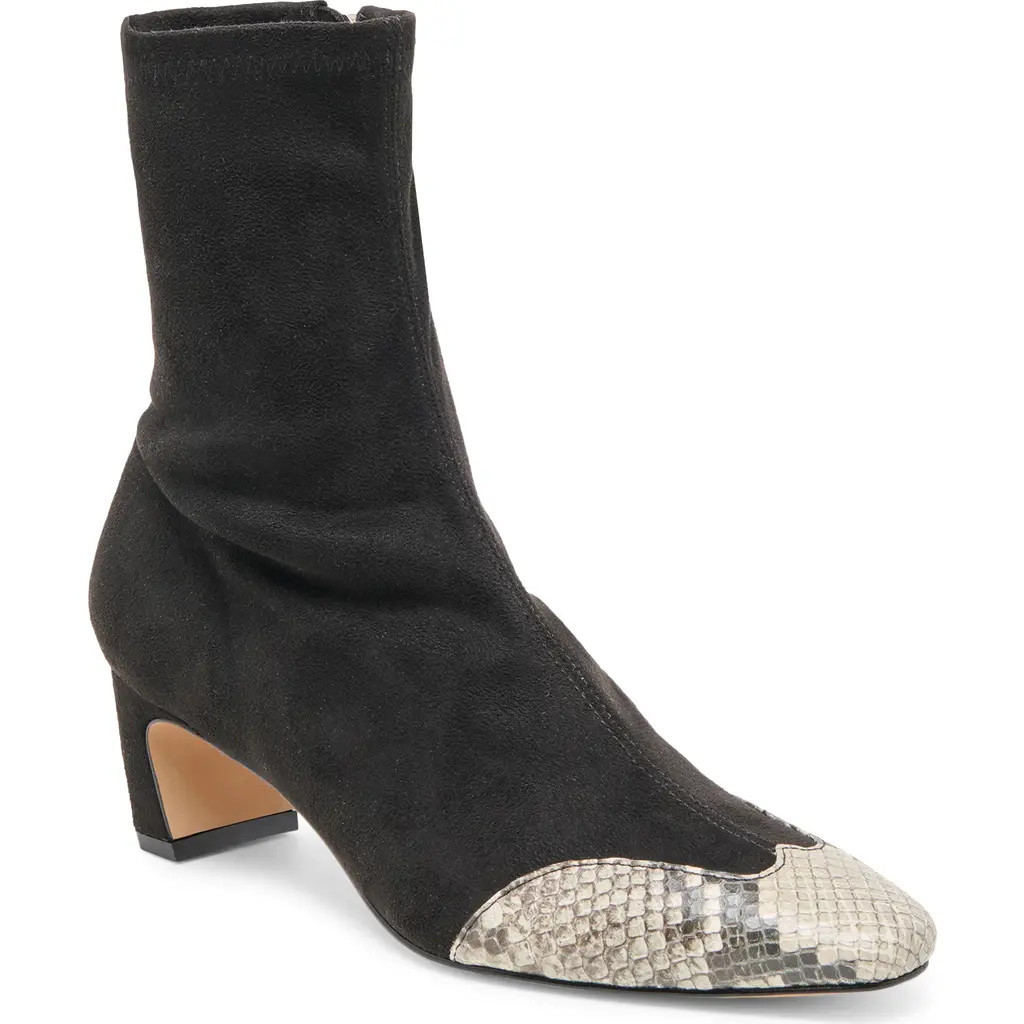 Dolce Vita Anika Block Heel Bootie in Onyx Multi Suede/snake Emboss at Nordstrom, Size 9.5 | Nordstrom