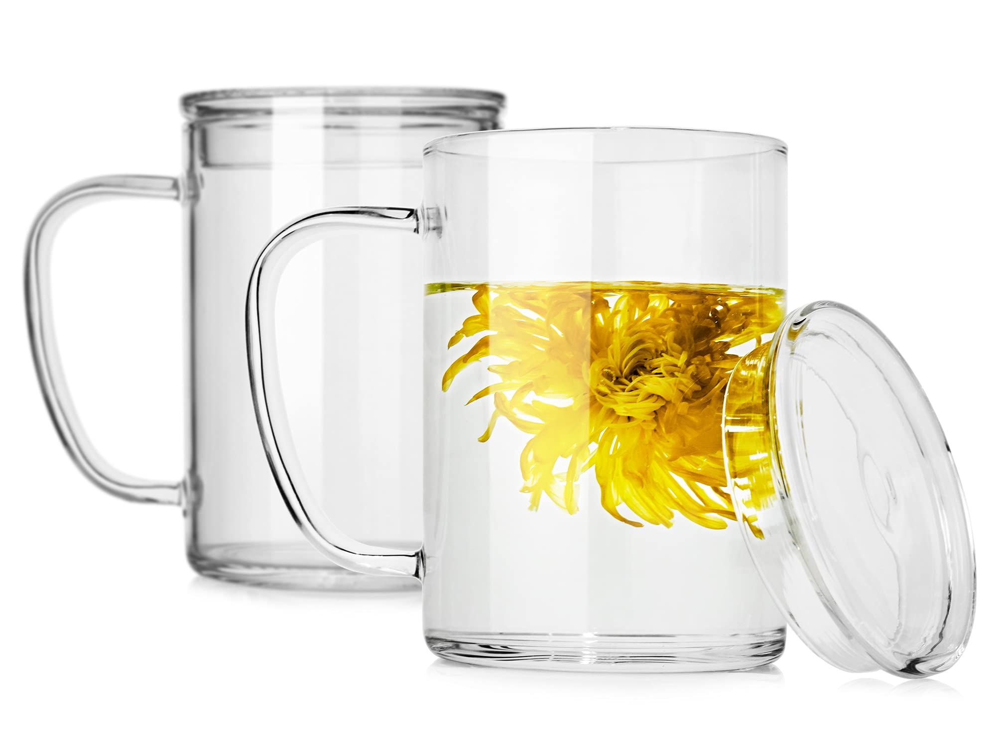 LUXU Premium Large Glass Tea Cups with Lid(Set of 2)-27 oz,Modern Simplicity Glass Coffee Mugs,Wi... | Amazon (US)