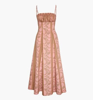 The Maisie Dress - Rust Dandelion Floral Stripe | Hill House Home US
