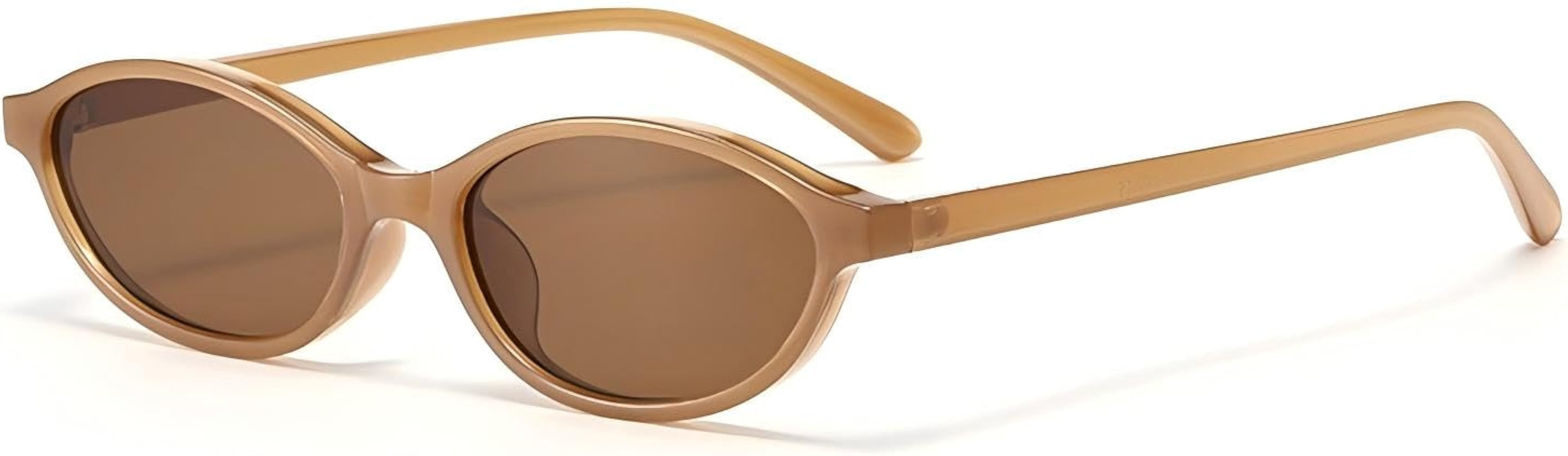 Vintage Trendy Oval Sunglasses for Women Chic Cat Eye 90s Sunnies Lightweight Narrow Shades SunGl... | Amazon (CA)