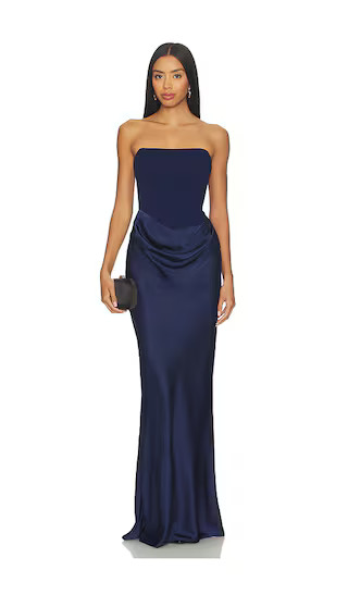 Chiara Strapless Gown in Navy | Revolve Clothing (Global)