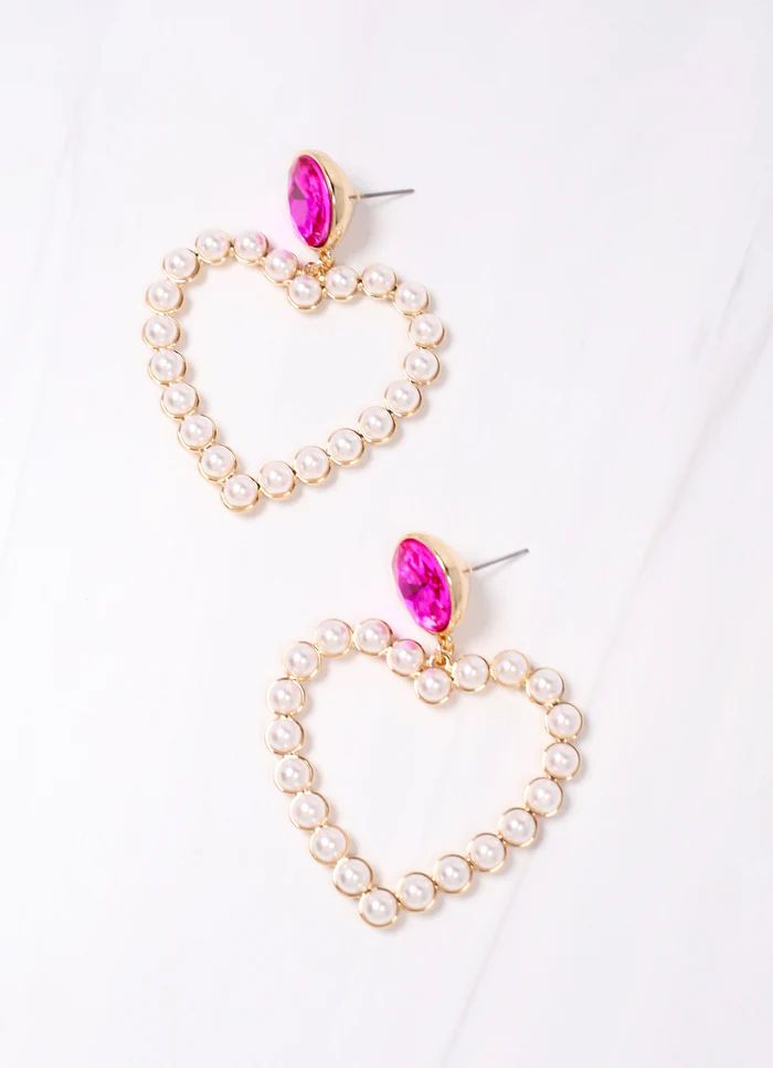 Smitten Heart Drop Earring FUCHSIA | Caroline Hill