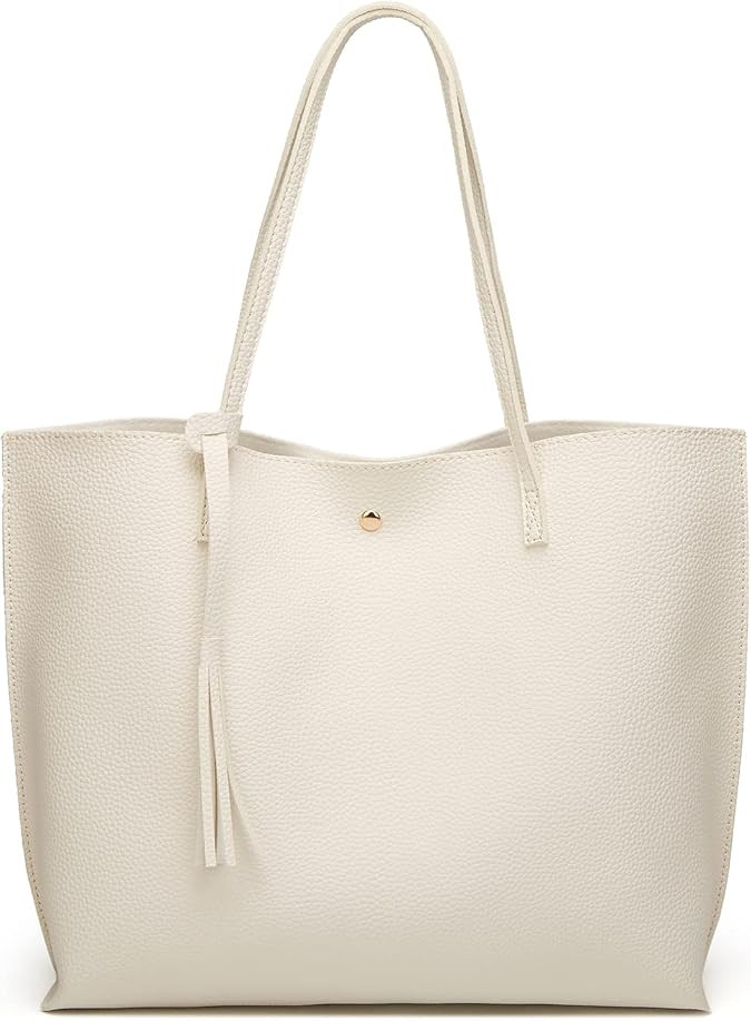 Dreubea Women's Soft Faux Leather Tote Shoulder Bag from, Big Capacity Tassel Handbag | Amazon (US)