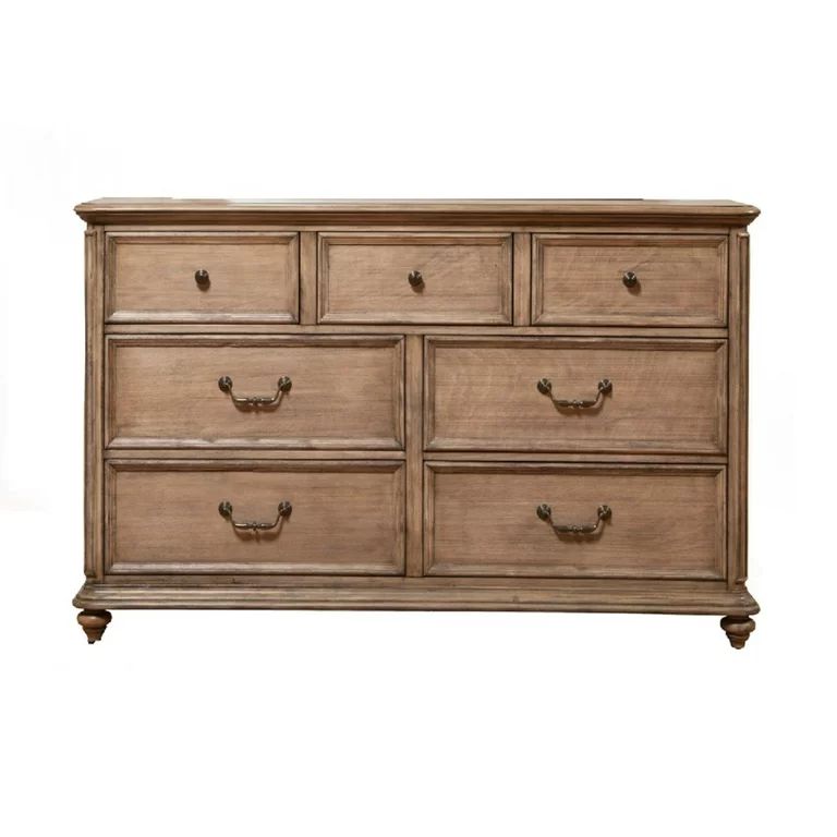Mahogany Wood 7 Drawer Dresser in French Truffle Brown | Walmart (US)
