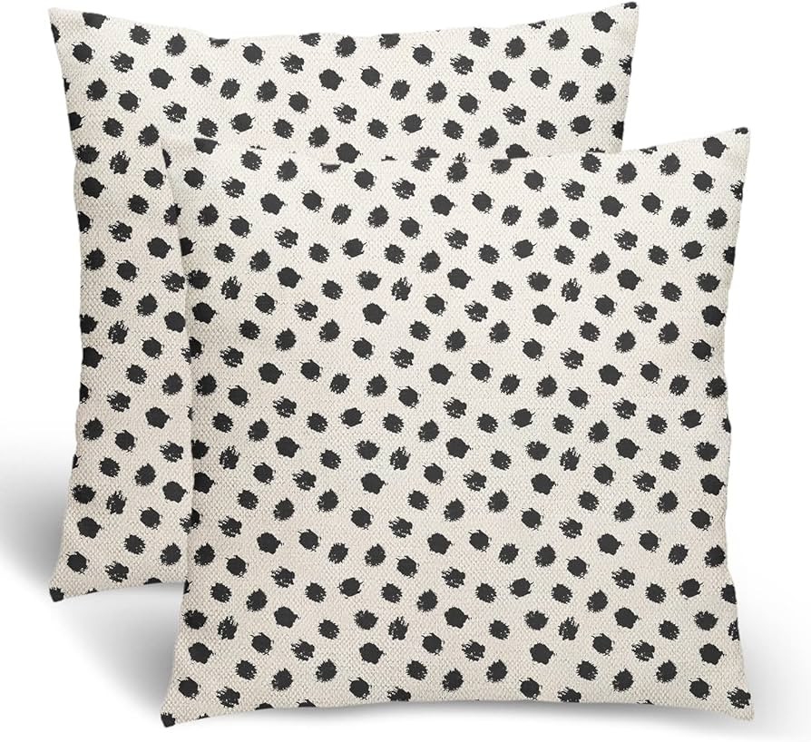 BETGINY Polka Dot Pillow Covers 18x18 Inch 2 Pcs, Cream and Black Boho Decorative Throw Pillows, ... | Amazon (US)