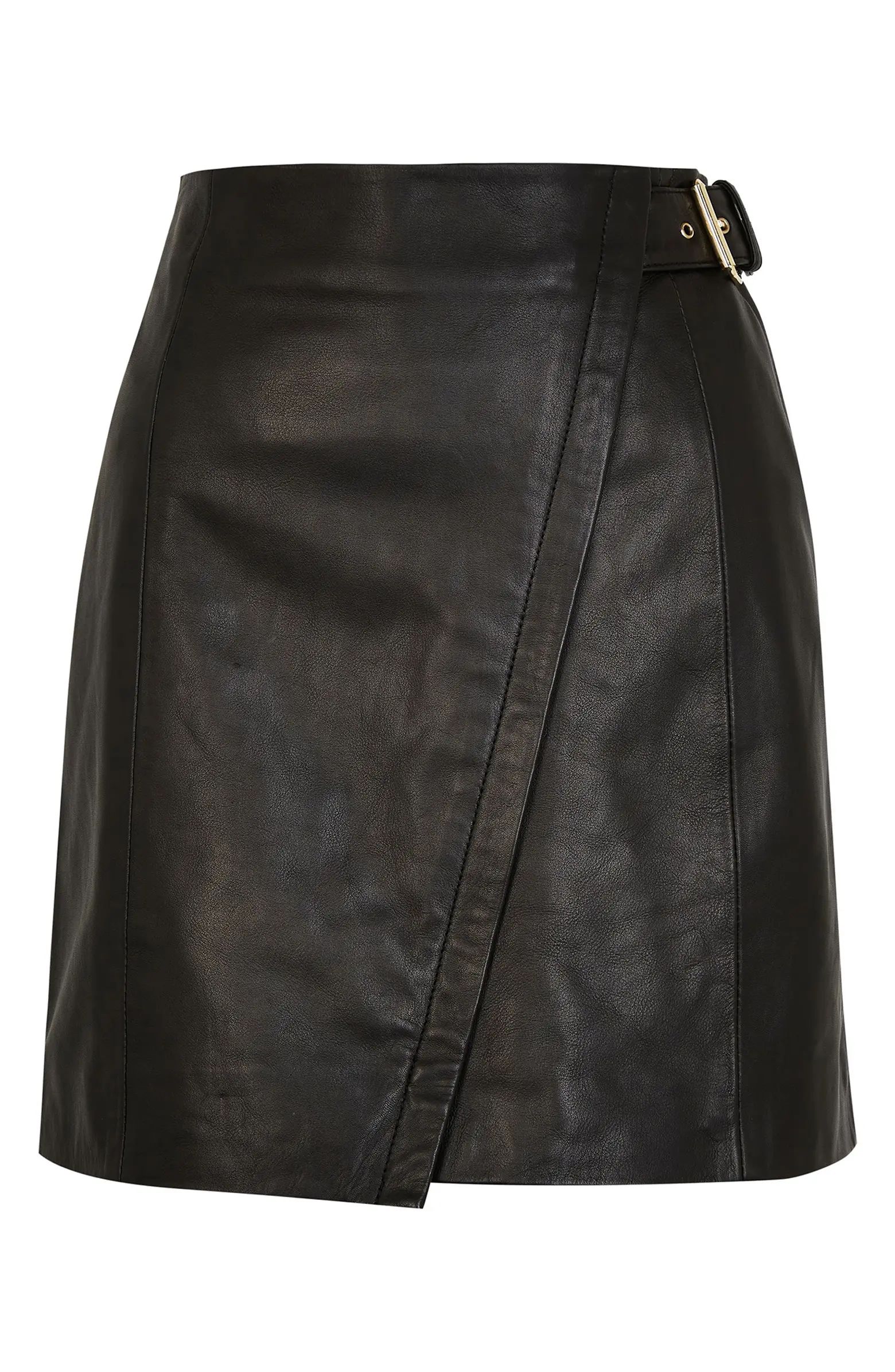 Buckle Leather Miniskirt | Nordstrom