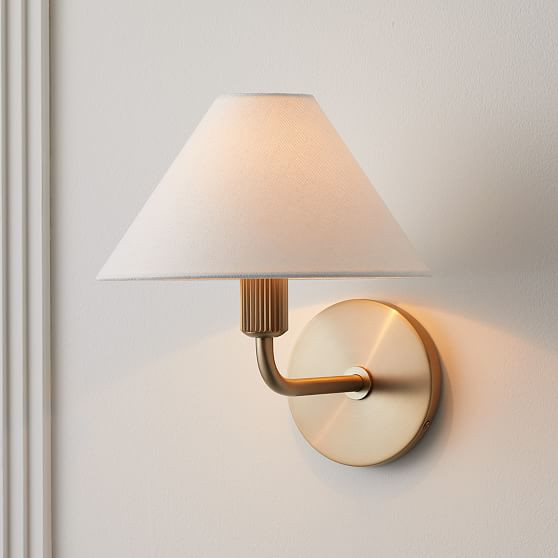 Beatrix Sconce, 1 Light, Natural Linen, Champagne, Set of 2 | West Elm (US)