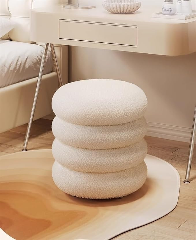 Stool, Round Pouf Ottoman Stool Modern Footrest Vanity Chair Compact Ottoman for Living Room Bedr... | Amazon (US)