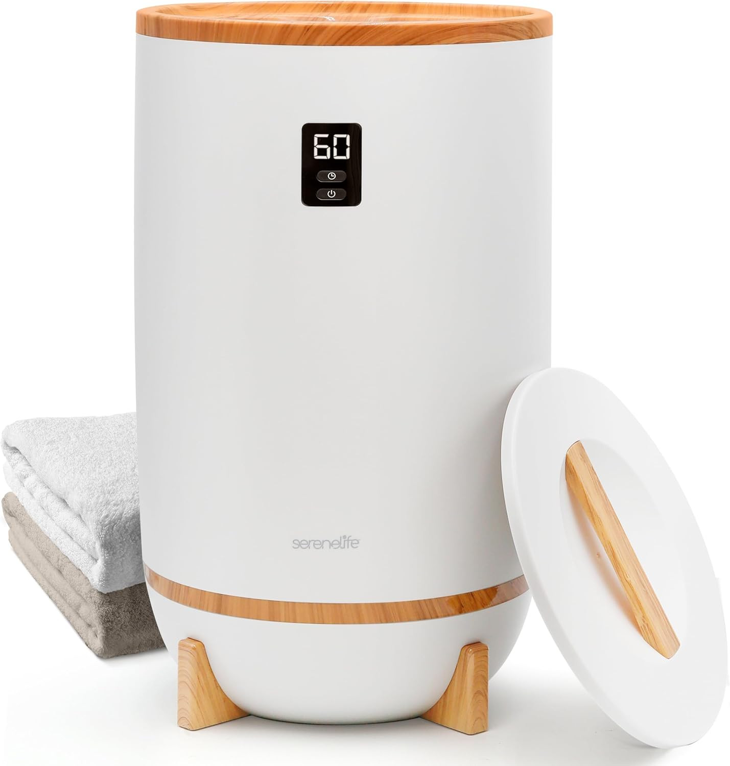 SereneLife Single Touch Towel and Blanket Warmer with Fragrant Disc Holder and LED Ring Gray, Per... | Amazon (US)