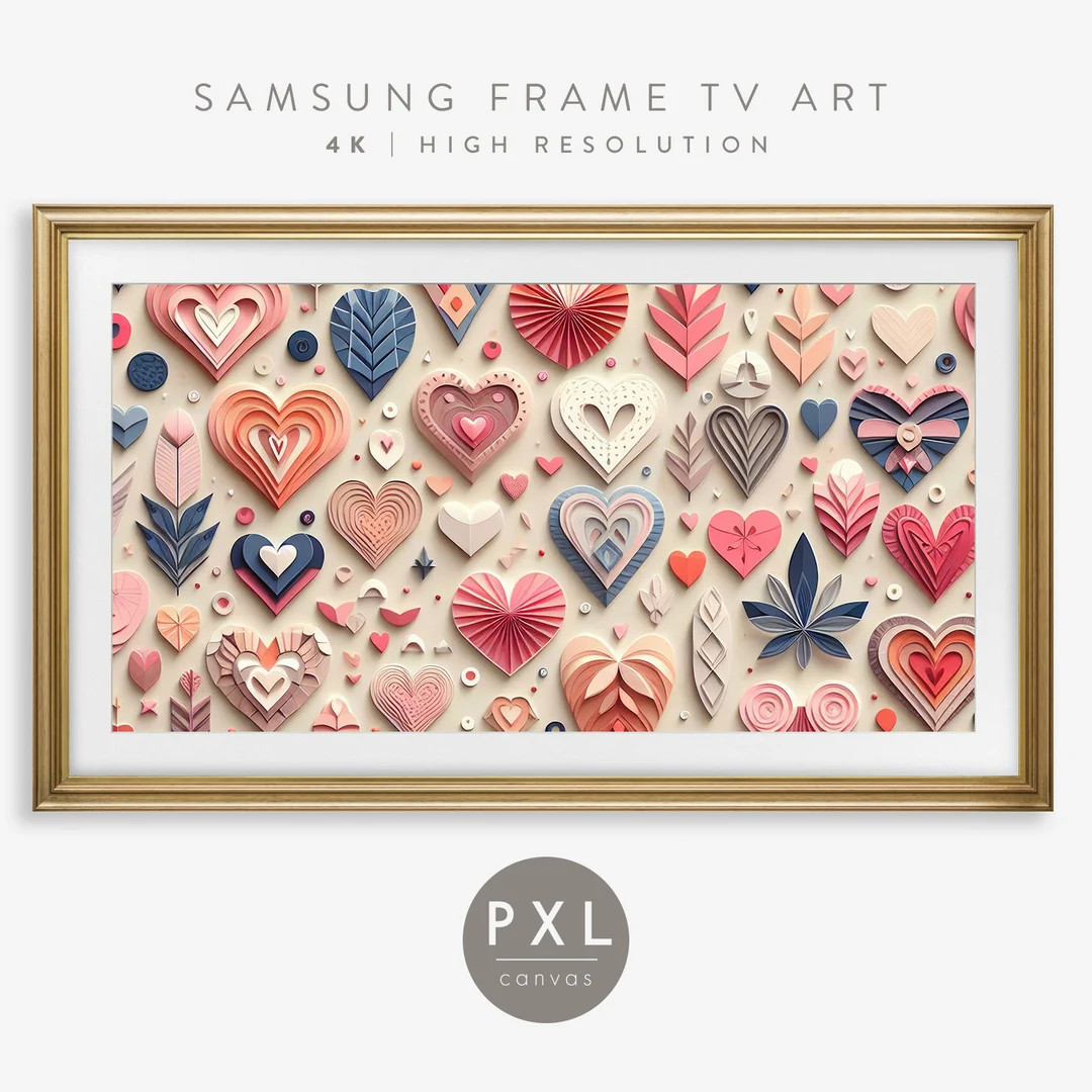 Samsung Frame TV Art Valentine's Paper Hearts Frame TV Art Valentine's Day Vday Frame TV Art Fram... | Etsy (US)