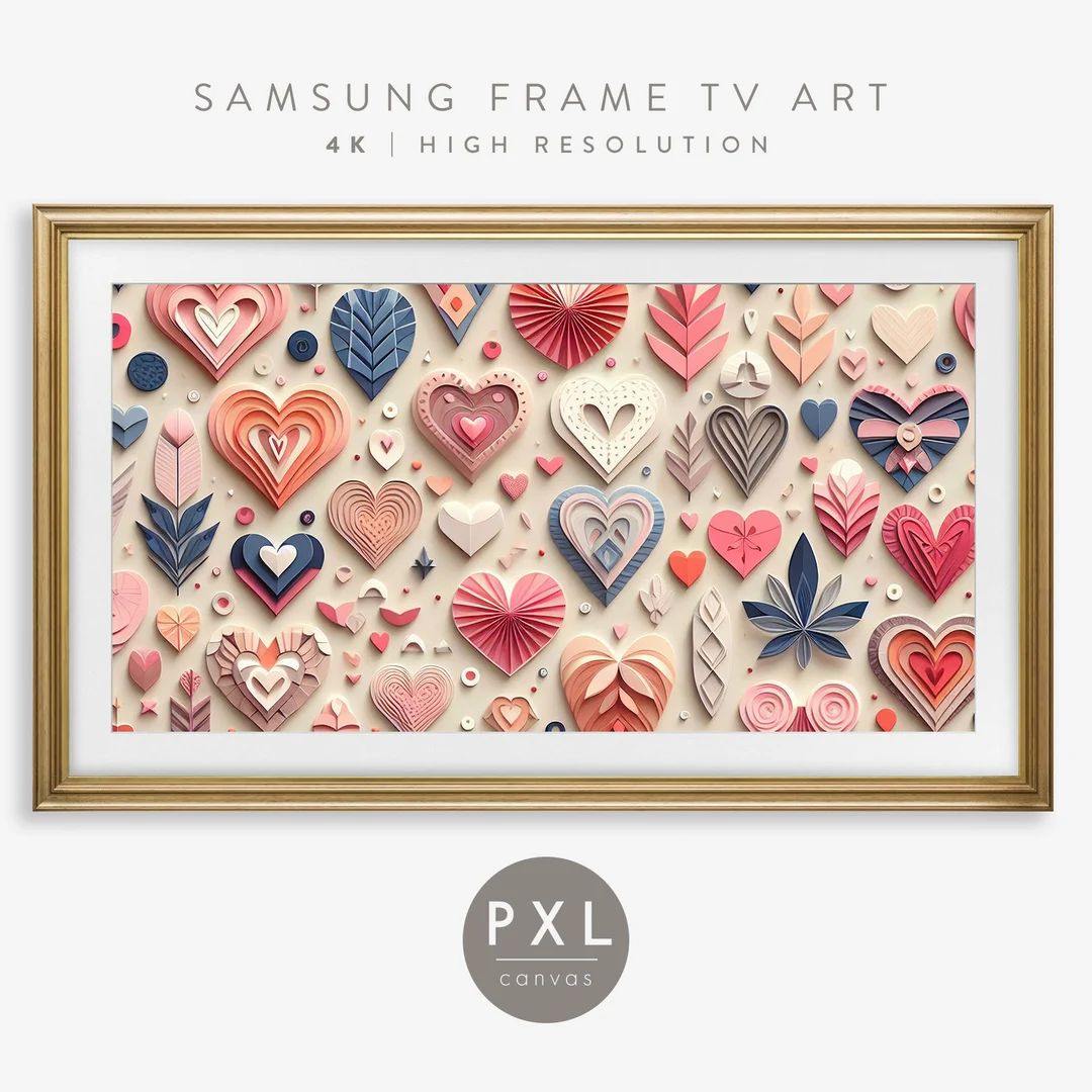 Samsung Frame TV Art Valentine's Paper Hearts Frame TV Art Valentine's Day Vday Frame TV Art Fram... | Etsy (US)