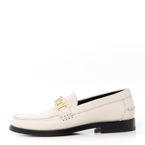 Goatskin Womens Logo 15mm Loafers 38.5 Mystic White | FASHIONPHILE (US)