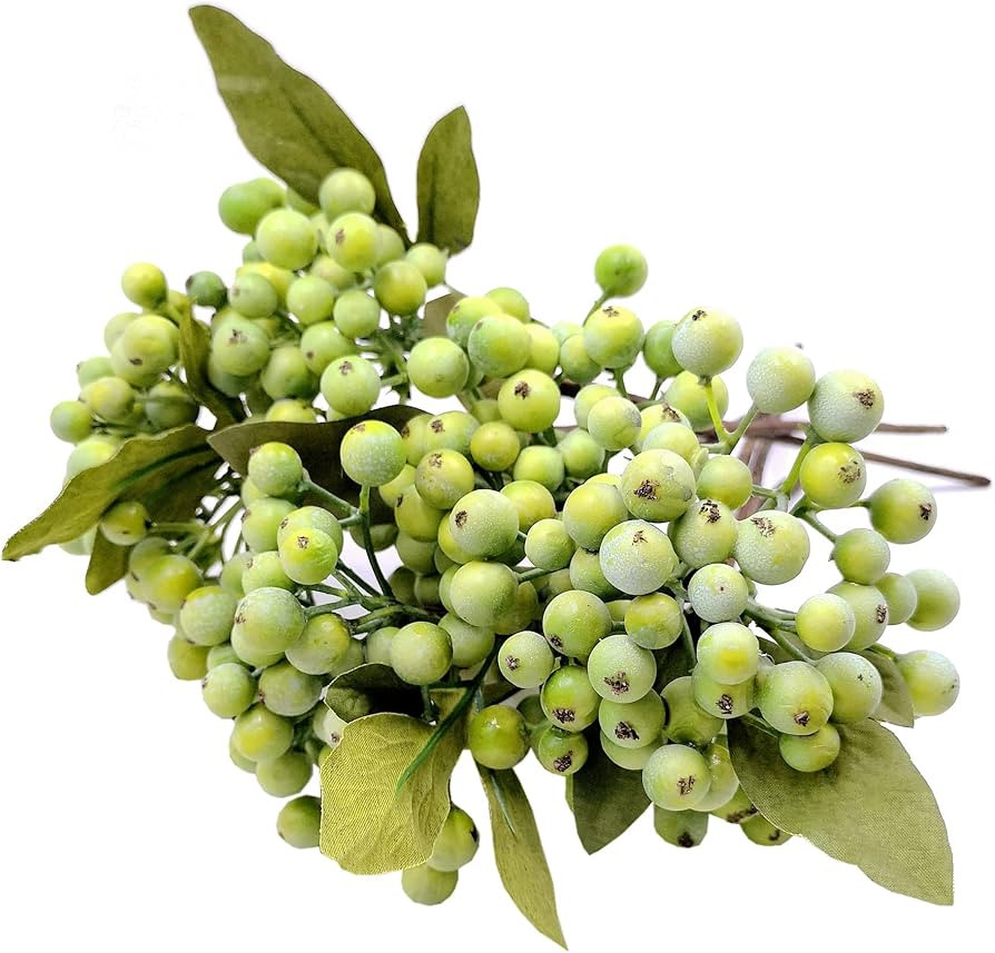 M2cbridge Pack of 6 Green Artificial Berry Stems Christmas Picks Wreath Ornament(Green) | Amazon (US)