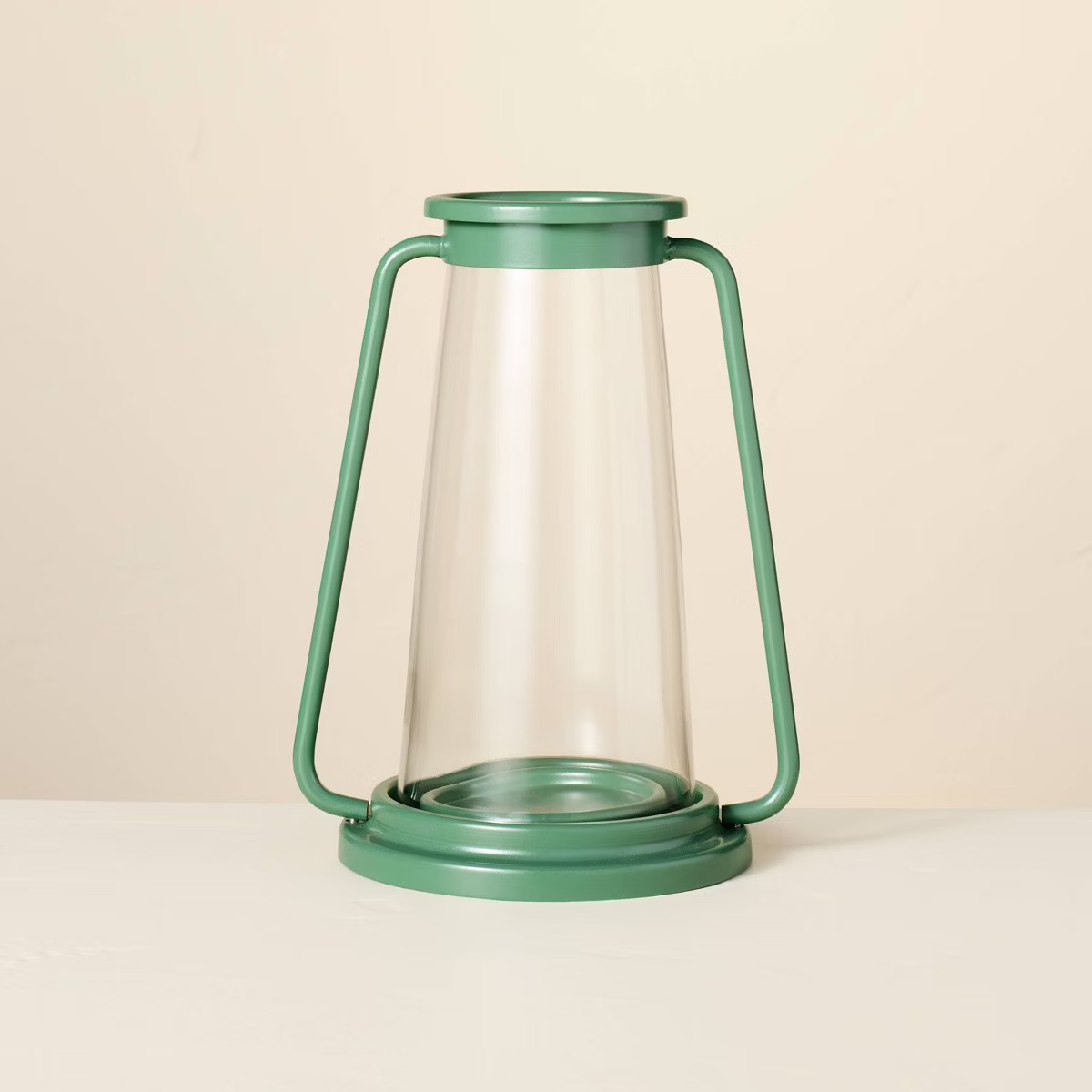 Pillar Glass & Metal Hurricane Candle Lantern Dark Green - Hearth & Hand™ with Magnolia | Target