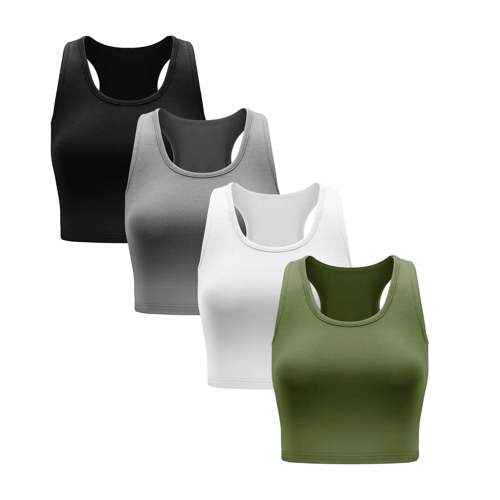SlimPro 4 Pieces Basic Crop Tank Tops Sleeveless Racerback Crop Sport Top for Women | Walmart (US)