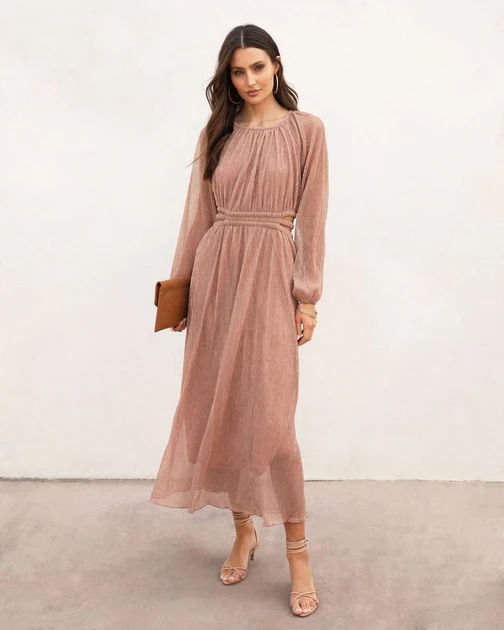 Gypsy At Heart Plisse Side Cutout Maxi Dress - Rose | VICI Collection