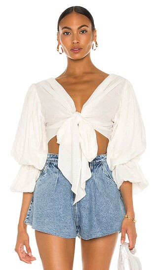 Knot Blouse in Off White | Revolve Clothing (Global)