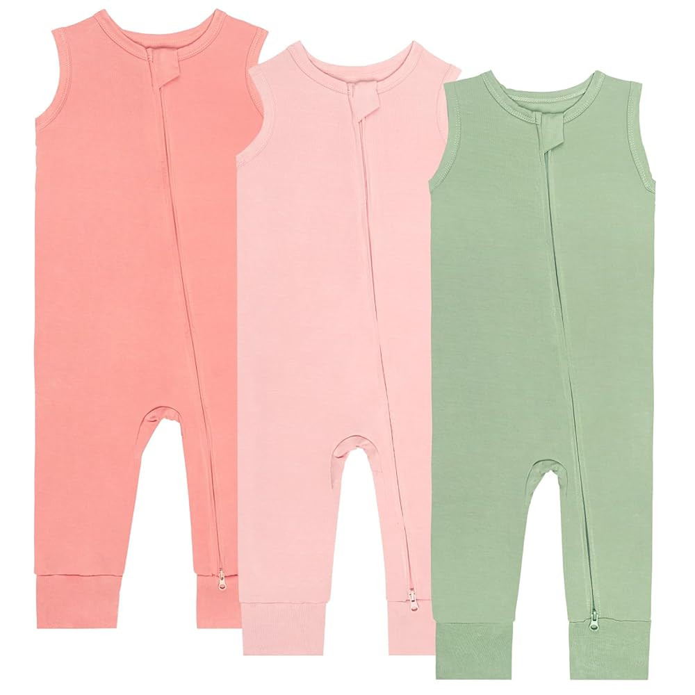 Baby Pajamas Summer Sleeveless 2 Way Zipper Footless Rompers 0-24 Months | Amazon (US)