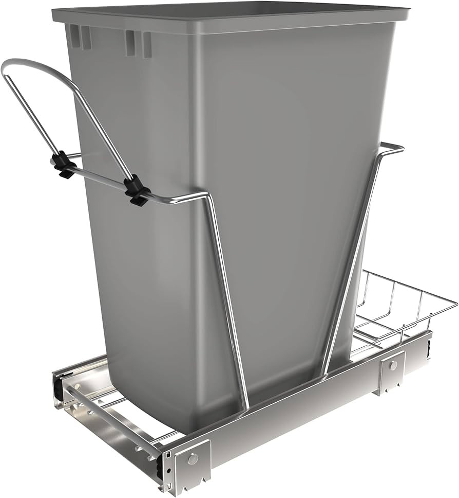 Rev-A-Shelf RV-12KD-17C Single 35 Quart Kitchen Cabinet Pull-Out Trash Can Waste Bin Container wi... | Amazon (US)