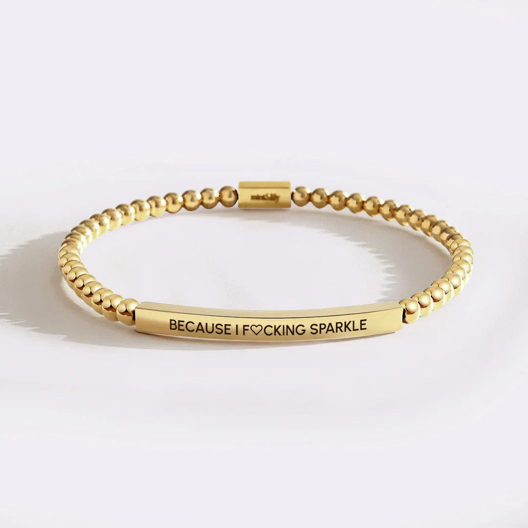 Because I F♡cking Sparkle Gold Beaded Inspire Bracelet | Mint & Lily