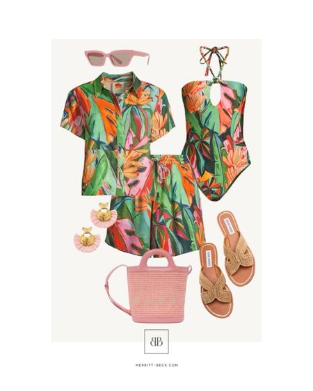 Tropical vibes 🏝️ love this colorful suit for the pool or beach! Just in time for spring break.

#LTKswim #LTKshoecrush #LTKitbag