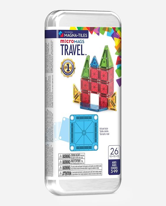 MAGNA-TILES microMAGS 26-Piece Travel Magnetic Construction Set \u2013 Bold Colors, The Original ... | Amazon (US)