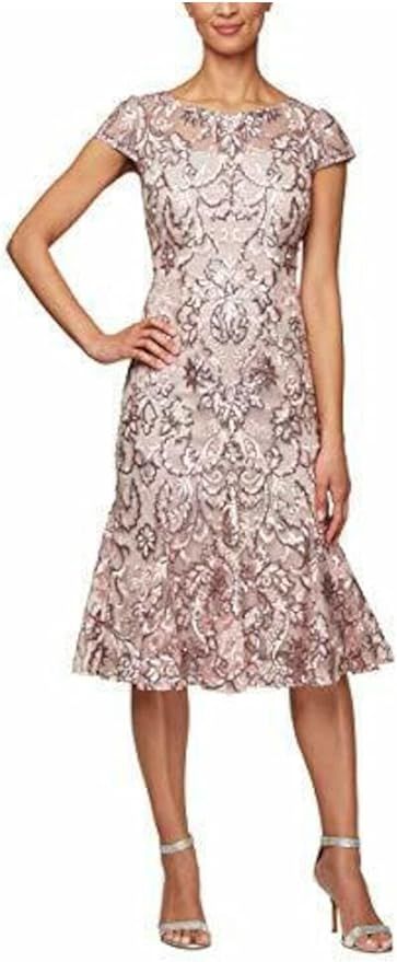 Alex Evenings Women's Tea Length Embroidered Dress with Godets | Amazon (US)