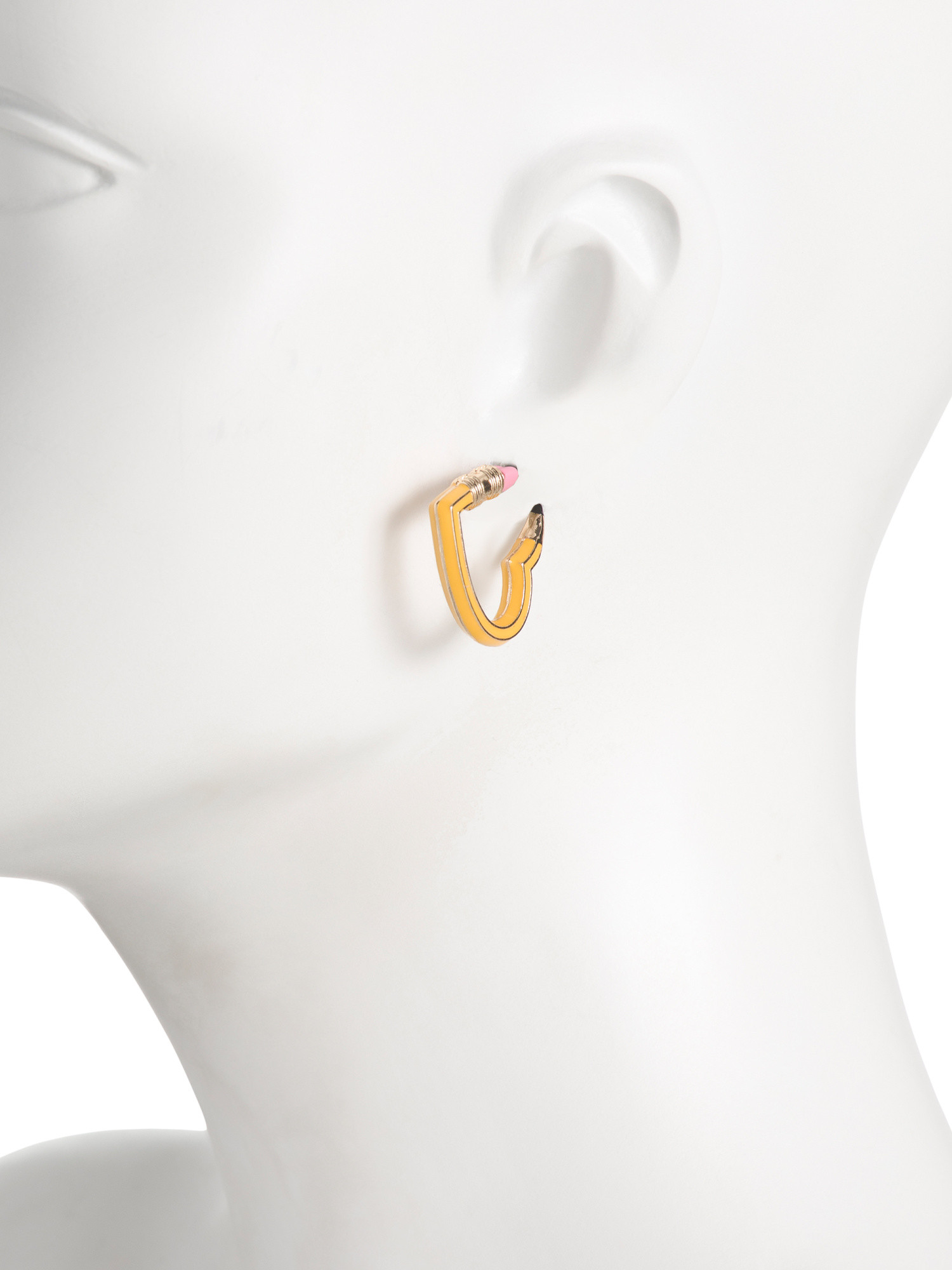Yellow Heart Pencil Huggie Earrings | TJ Maxx