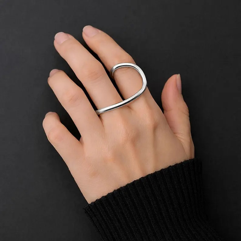 Minimalist Abstract Gold Ring for Women, Modern Open Adjustable Statement Ring, Unique Designer J... | Etsy (US)