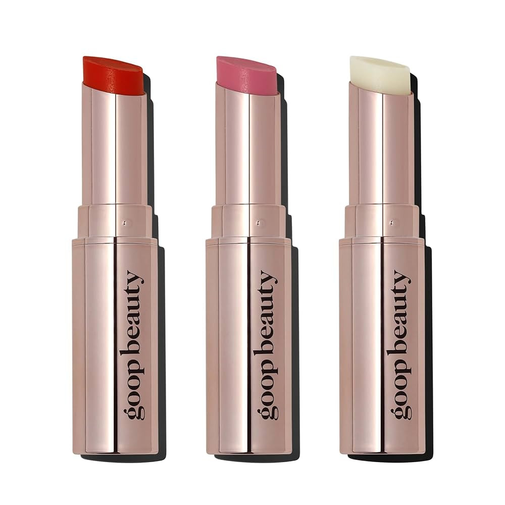 goop Beauty Lip Balm Trio | Clean Moisturizer for Chapped, Cracked & Dry Lips | Clear, Peony, & T... | Amazon (US)