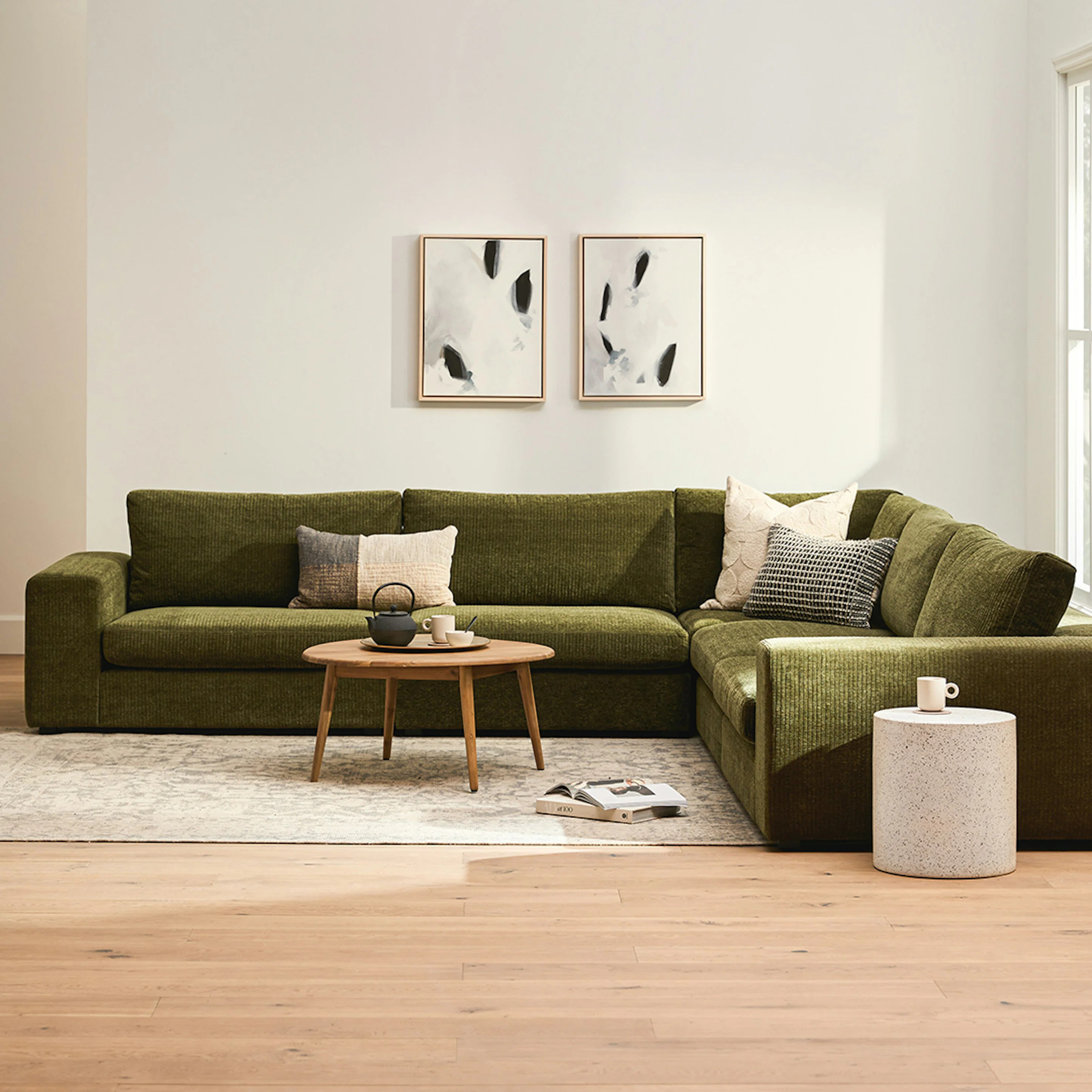 Beta 133.5" Modular Corner Sectional - Cypress Green | Article