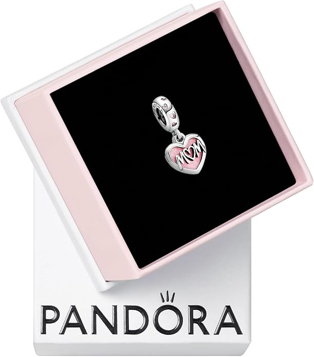 PANDORA Mom Script Heart Dangle Charm - Gift for Her - Compatible with PANDORA Moments - Sterling... | Amazon (US)