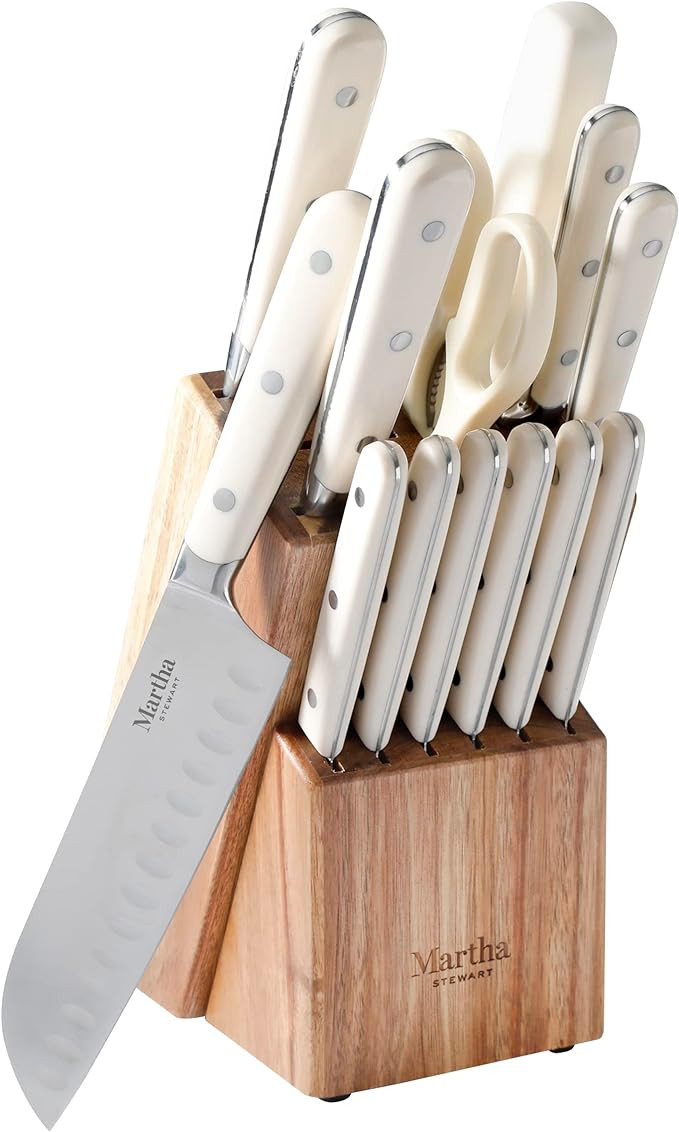 Martha Stewart Ruxton 14 Piece High Carbon Stainless Steel Cutlery Knife Block Set w/ABS Triple R... | Amazon (US)