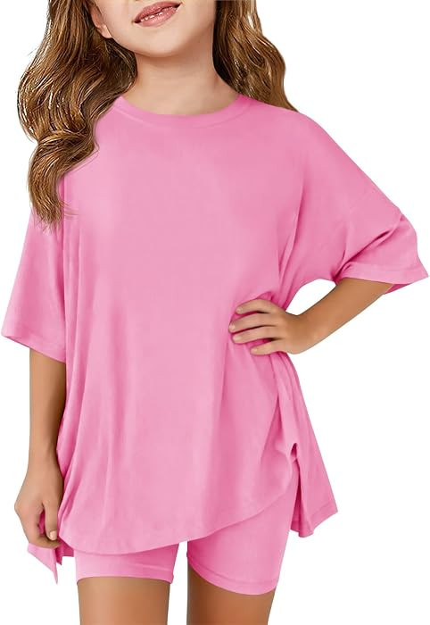 Haloumoning Girls Summer Lounge Set Oversized 2 Piece Clothing Sets | Amazon (US)