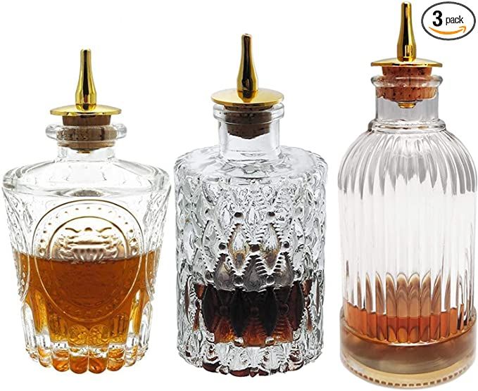 LINALL Bitters Bottle Set - Glass Vintage Bottle, Decorative Bottles with Dash Top, Dasher Bottle... | Amazon (US)
