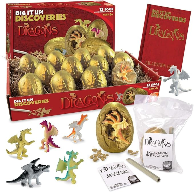 MindWare Dig It Up! Discoveries Dragon Eggs Dig Kit - Includes 12 Dragon Eggs with Toys Inside, C... | Amazon (US)