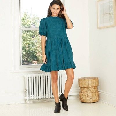 Women's Puff Short Sleeve Eyelet Dress - Universal Thread™ | Target