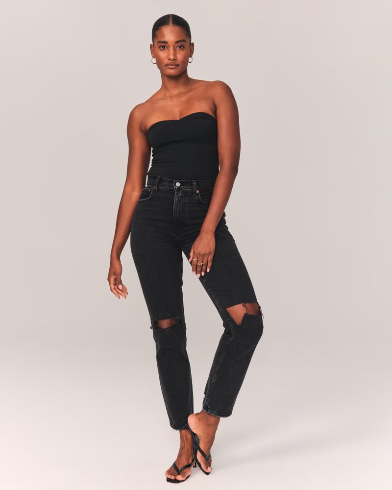 Women's Curve Love Ultra High Rise 90s Straight Jean | Women's Bottoms | Abercrombie.com | Abercrombie & Fitch (US)