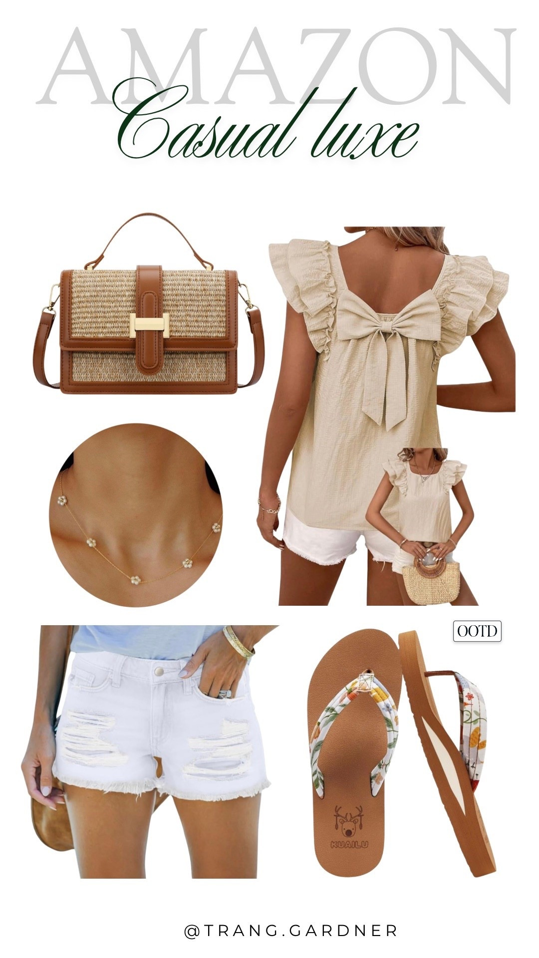 Bow top, bow shirt, denim shorts, spring flip flops, hand bag, flower necklace, spring looks 

#LTKootd #LTKmomlife #LTKSaleAlert