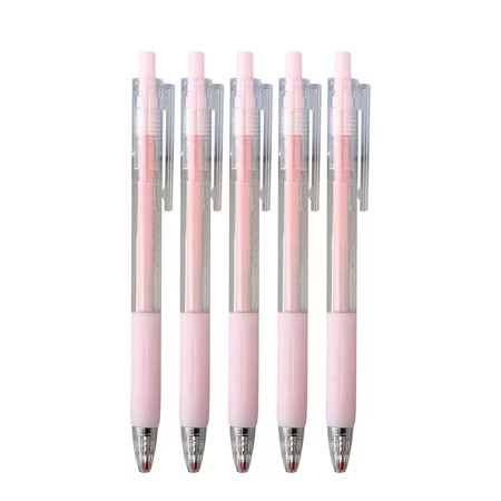 5 Pack Retractable Gel Pens, Pink Barrel, Medium Point (0.5mm), Pink Gel Ink Pens for Home, Office, Journaling, Writing, Note-Taking, Teacher Supplies | Walmart (US)