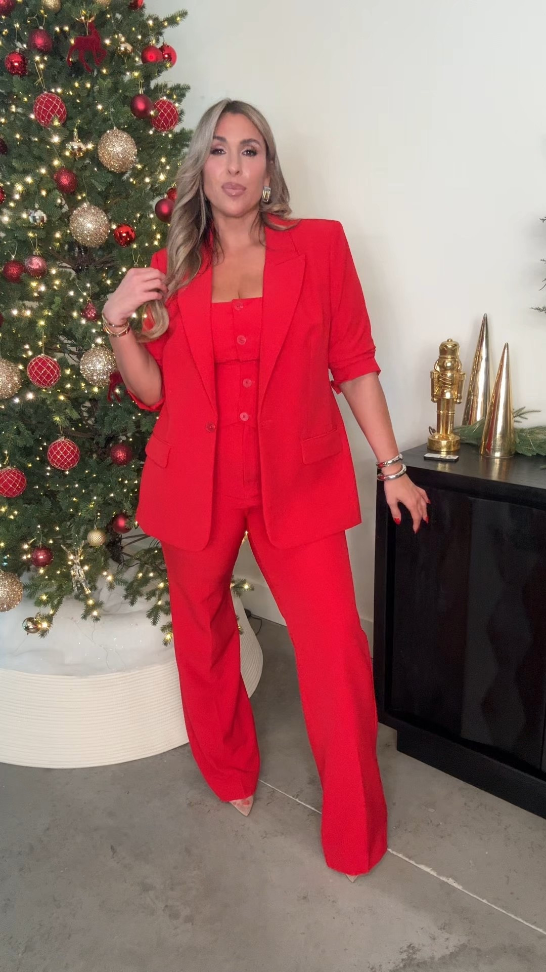 
The most incredible Midsize Approved holiday looks from Express. 

#DresstoExpress #ExpressPartner
@Express

3 Piece Red Suit (color: Racing Red) 
Blazer XL (has mid level stretch)
corset L (has mid level stretch)
flare leg pants 14L (mid level stretch). The size 12L fit but too tight in the thighs. If you have smaller thighs no need to size up. The pants are very tall girl friendly. They hit the ground with a 3 inch heel. 

Grey Sweater Set & Camel Coat 
size L in everything 

Red Sweater & Wide Leg Trousers
sweater (super luxe and soft) XL
wide leg pants 14L (stretchy waist) 

Sheer Crystal Embellished Top & Wide Leg
Sheer top XL
Black wide leg pants 12L (stretch waist)

Black Embellished Pants Suit
blazer XL (fits oversized) 
strapless top L (stretch, zipper, boning) 
pants 12L (def tall girl friendly. I have length with a 3 inch heel) 
also linked a a satin bodysuit option and satin top option that would pair nicely 

Velvet Bow Dress with Fur Coat
Dress L (size down, the dress has stretch) The straps are adjustable. The cups do not have underwire. 
Fur Coat L (size down runs big; the L still fit me perfectly oversized) 

Black Ponte Belted Pants Set
Blazer with Gold Belt L (has stretch) 
Ponte Wide Leg Pants L Long (has stretch; runs big size down) Also comes in a flare style also linked 

#holidaydress #holidayoutfit #christmasoutfit
  

Express fashion, winter wardrobe essentials, monochrome outfit, holiday outfit, christmas eve outfit, midsize style  

#LTKSaleAlert #LTKTall #LTKHoliday #LTKMidsize