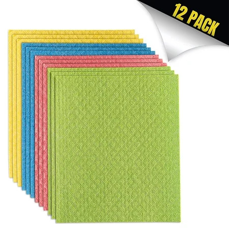 Homeries Swedish Dishcloth for Kitchen (Bulk Pack of 12) (Mixed, Dry) | Walmart (US)
