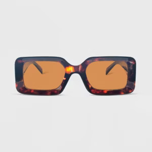 Women's Plastic Rectangle Sunglasses - Wild Fable™ Dark Brown/Tortoise Print: UV Protection, Re... | Target