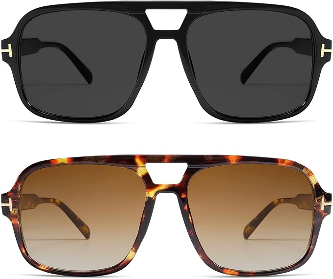 Retro Trendy Square Aviator Sunglasses Womens Mens 70s Classic Vintage Oversized Sun Glasses AR82... | Amazon (US)