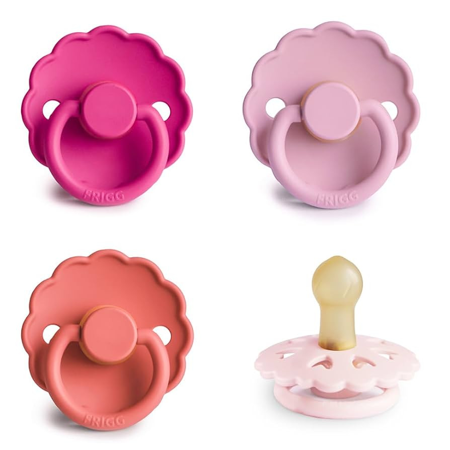 FRIGG Natural Rubber Baby Pacifier 4-Pack Rosy Romance | Made in Denmark | BPA-Free (0-6 Months) | Amazon (US)