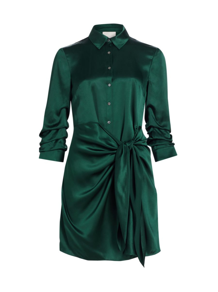 Shop Cinq à Sept Jacey Silk Satin Tie-Waist Minidress | Saks Fifth Avenue | Saks Fifth Avenue