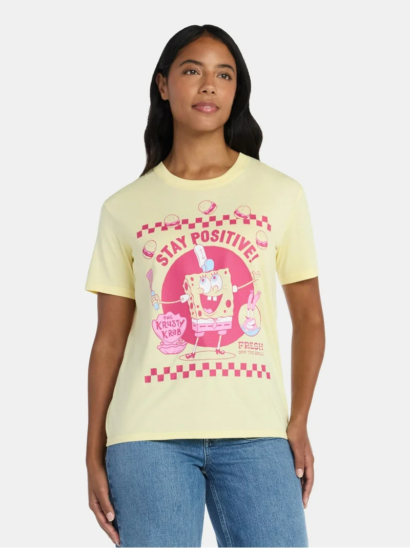 SpongeBob SquarePants Women's Graphic Tee with Short Sleeves, Sizes XXS-XXL | Walmart (US)